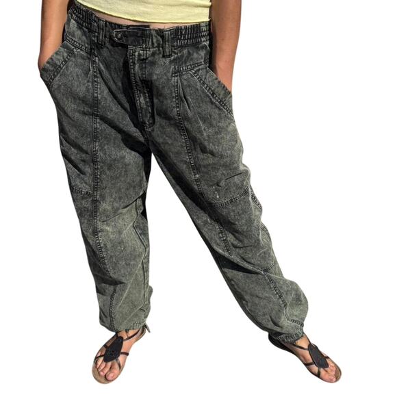 Vintage 90s Acid Wash Cargo Jeans Baggy Utility Pants - Picture 1 of 7